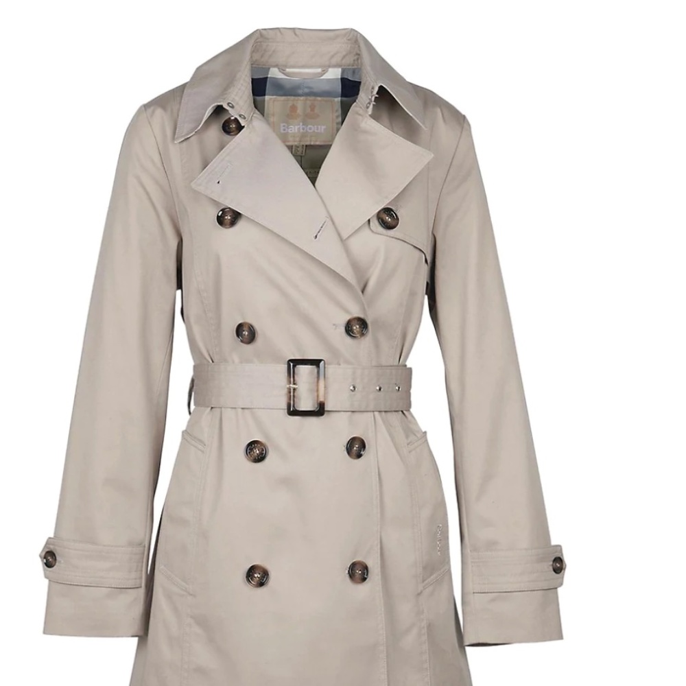 NWT Barbour Greta Showerproof Trench Coat Beige